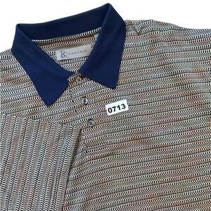 R &R Casuals Men's Multicolor Zigzag Polo Shirt Men’s L Contrast Short Sleeves